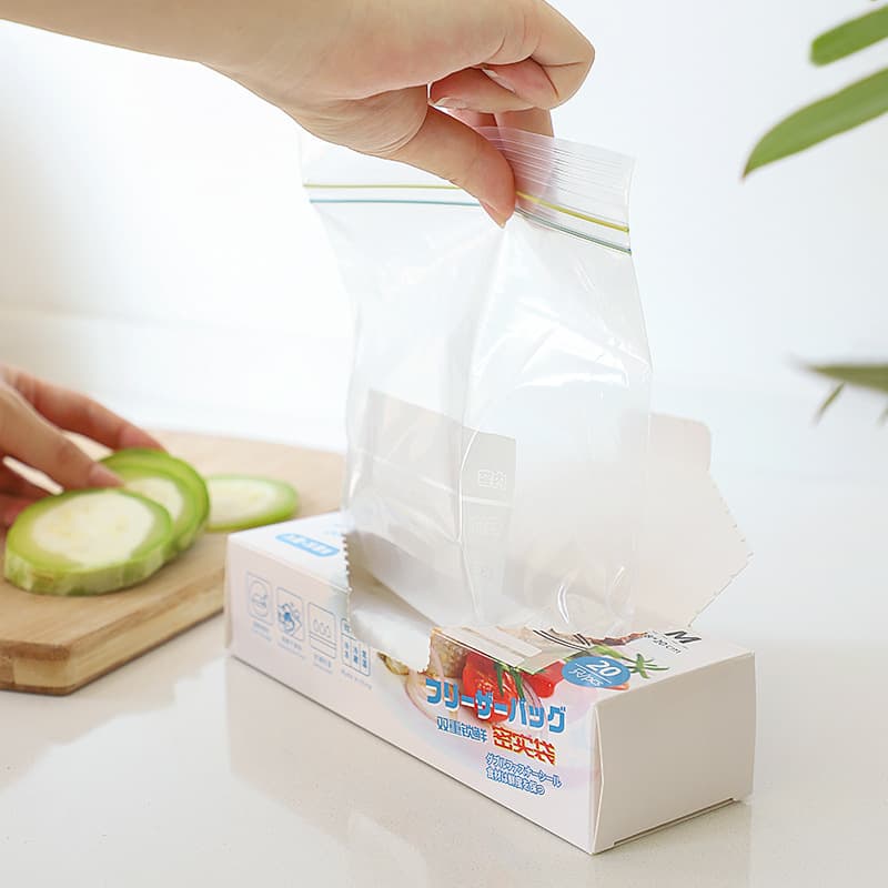 Double-ribbed fresh-keeping bag food sealing bag vegetable and fruit refrigeration storage bag food classification sealed refrigerator fresh-keeping bag