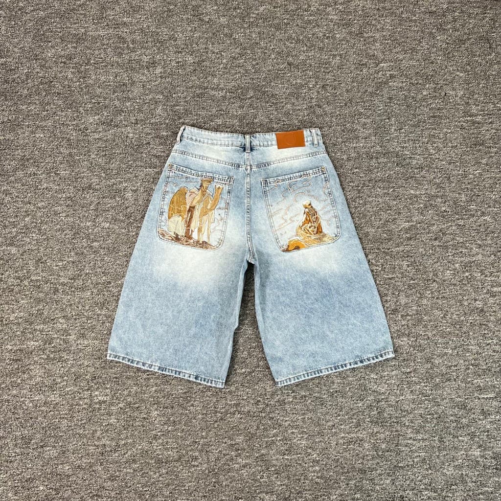 Derschutze yasmin V3 jorts blue updated fit embroidered denim shorts