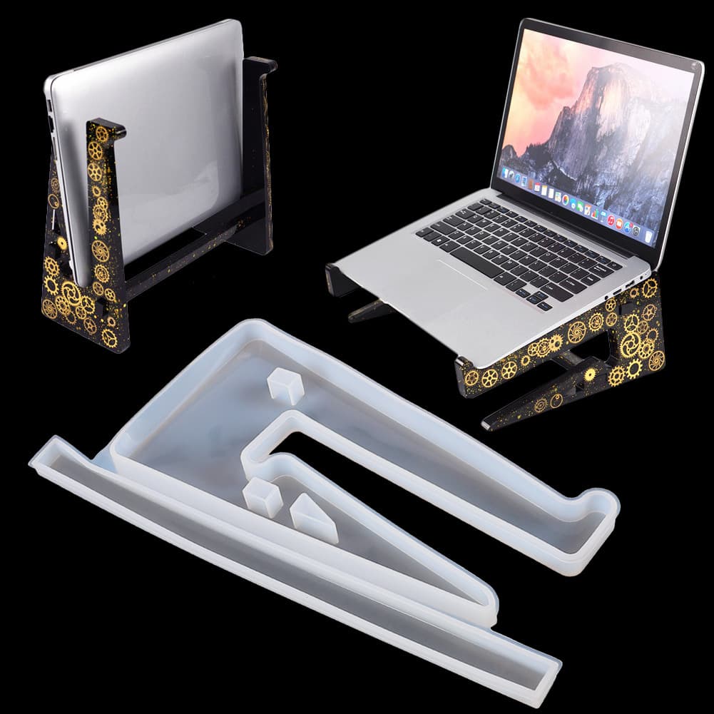 DIY Crystal Epoxy Mold Computer Stand Desktop Cooling Rack Storage Mirror Resin Silicone Mold
