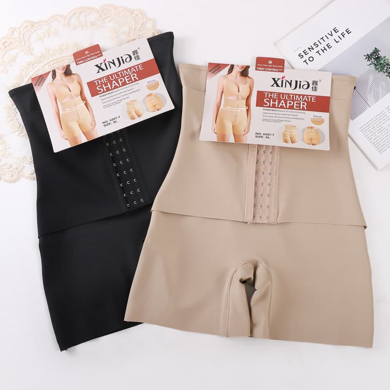 Xinjiia High-Waist Butt Lifting Shapewear Bodysuit Barbie Pants Flat Angle Ice Silk Postpartum Waist Shaping Button Abdomen Control Pants