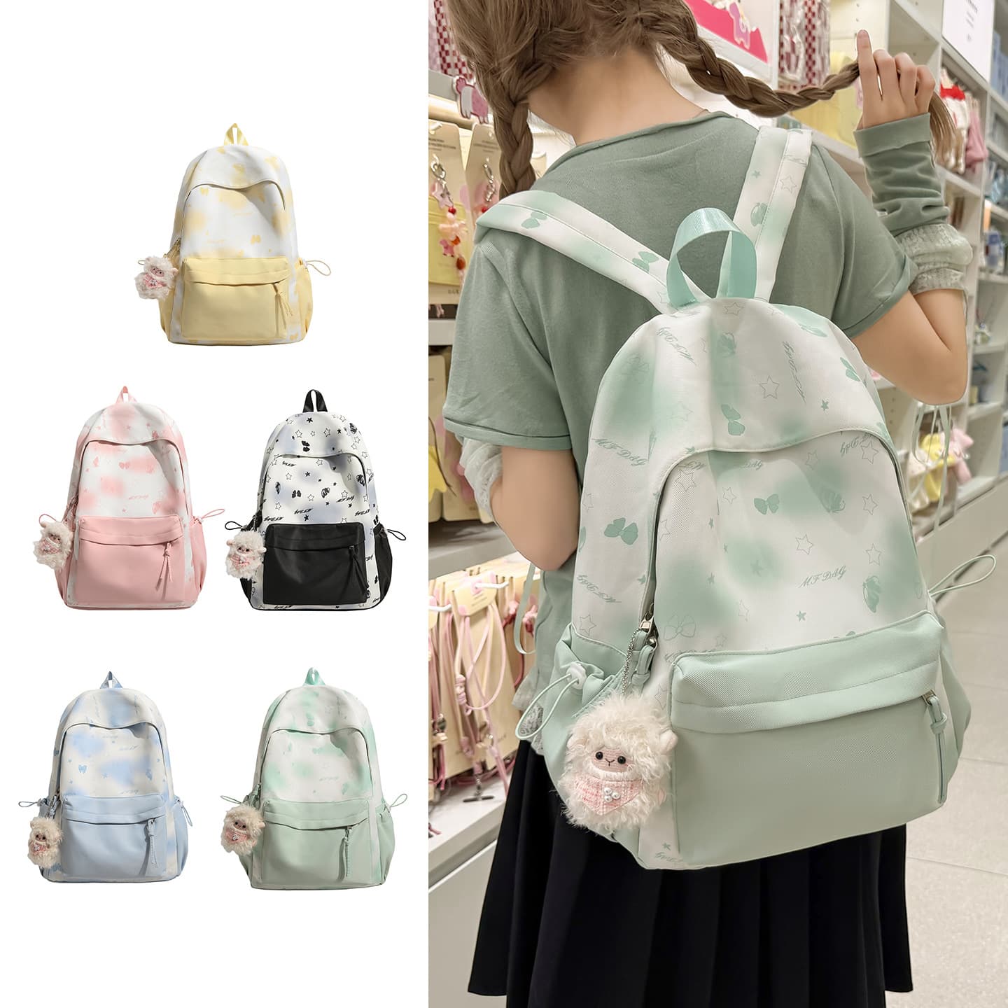 Small fresh and fashionable backpack, cross-border new color matching Korean version student school bag, fashionable and versatile outing travel backpack