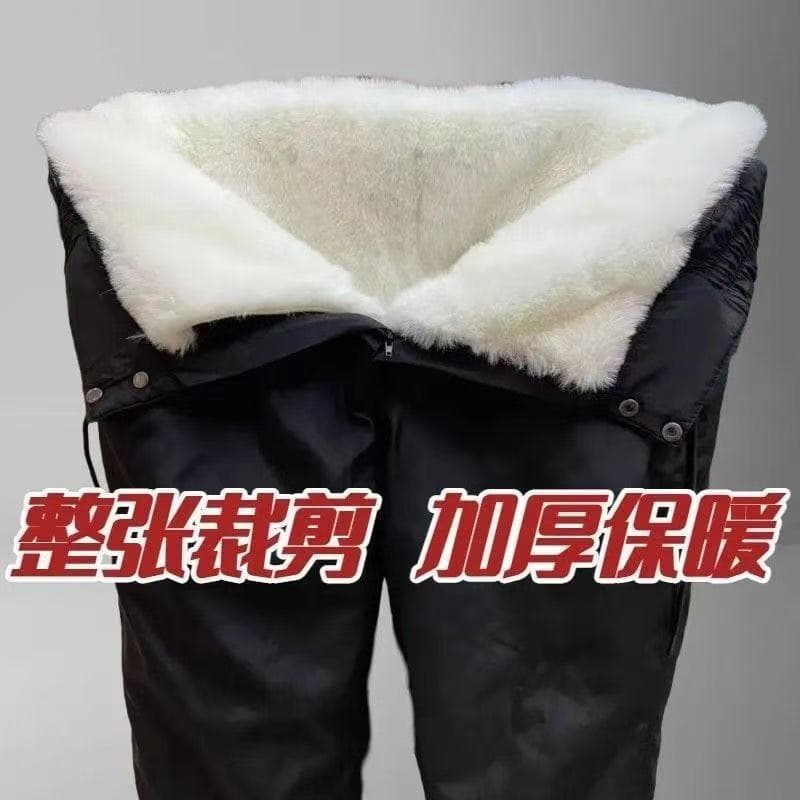 Wool Leather Pants Winter Riding Moisture-Proof Warm Sheepskin Middle-aged and Elderly Men and Women Fur-Integrated Pants High-Waist Riding