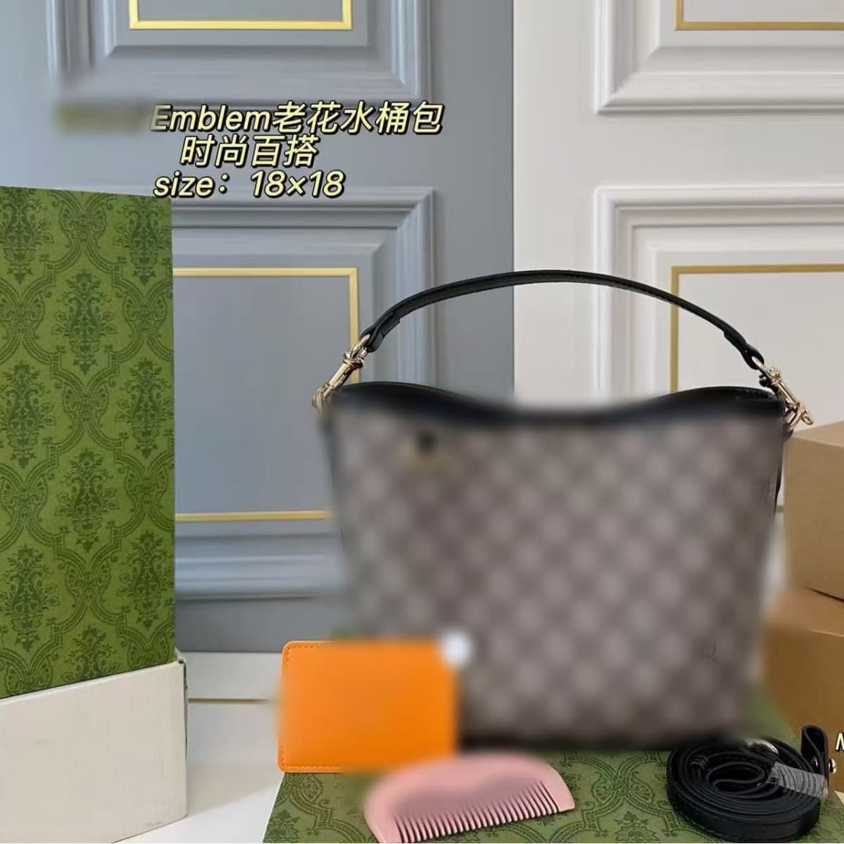 Gucci G family shoulder crossbody bag printed mini handbag bucket bag fashion women's bag emblem