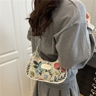 Unique Artistic Floral Single Shoulder Bag Women 2026 New Style Casual Underarm Bag Fashion Shoulder Bag Simple Women's Bag