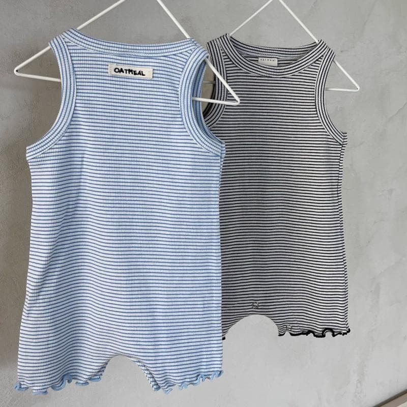 Korean children's clothing purchasing agent OATMEAL baby fashionable thin cotton soft striped edge vest one-piece romper