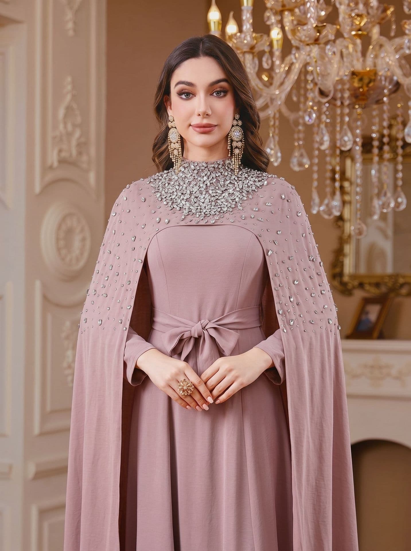 AD250710 Cross-Border New Luxury Heavy Hand-Embellished Rhinestone Two-Piece Dress Wholesale for Women's Apparel Export