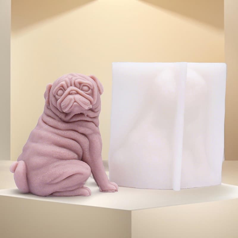 New Cross-Border Pug Dog Candle Silicone Mold DIY Puppy Cute Scented Candle Plaster Ornament Silicone Mold