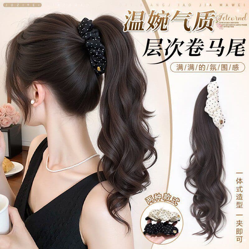 Ponytail Hair Extension with Banana Clip, Big Wave High Ponytail, Natural Look, Volume Boosting, Fluffy Ponytail Wig