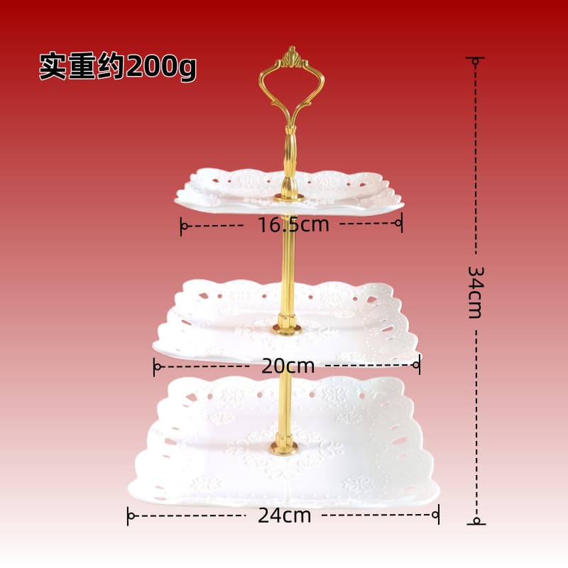 Cross-border Cake Tray Plastic Candy Plate Snack Tray Wedding Birthday Tea Break Display Three-Tier Dessert Stand