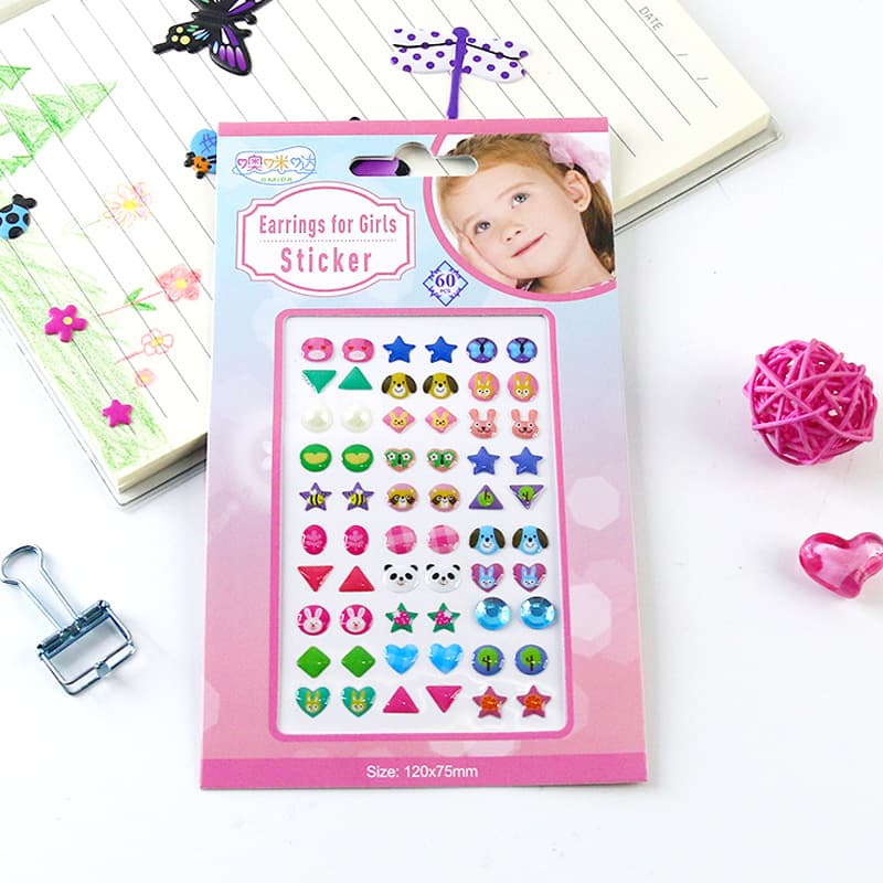 Cross-border Children's 3D Sticker Girl Earring Sticker DIY Rhinestone Sticker Nail Decoration Sticker Crystal Epoxy Sticker