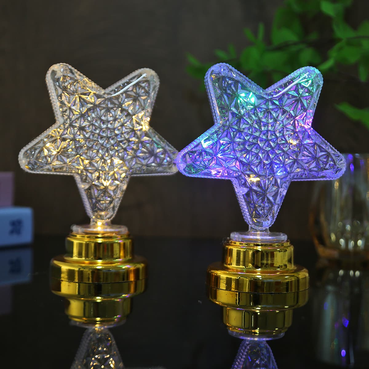 Creative 3D Heart Pentagon Star LED Lamp Desktop Decor Bedside Lamp Night Light Atmosphere Decoration Ornament Wholesale