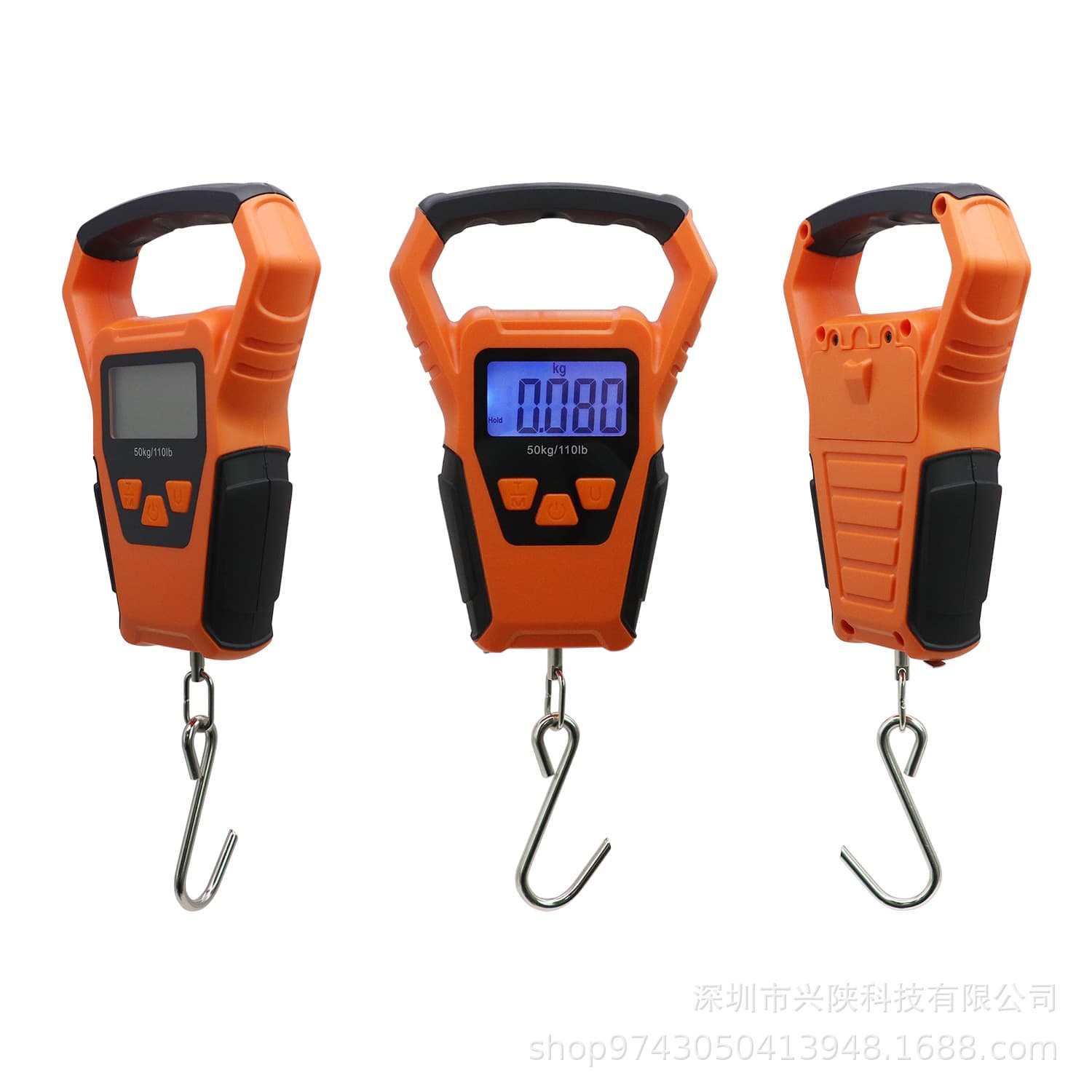 Waterproof Fishing Scale with Tape Measure, Large Screen Outdoor Electronic Scale up to 50kg Capacity