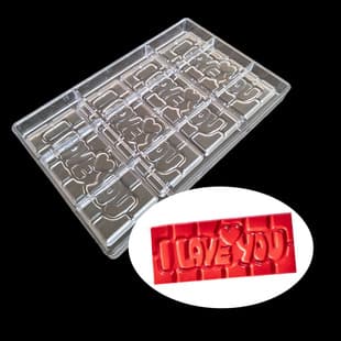 I Love You Valentine's Day Heart Chocolate Mold PC Hard Plastic Jelly Chocolate Large Block Baking Mold QL