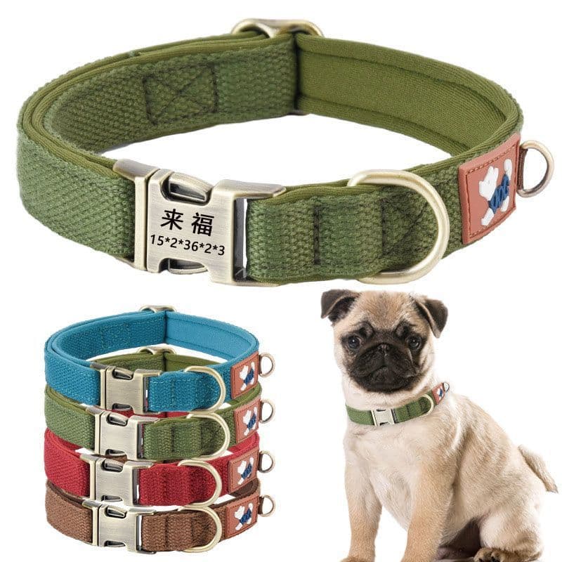 Engraved Pet Anti-Pull Dog Collar Adjustable Breathable for Puppy Medium/Large Dogs Anti-Lost Anti-Pull Neck Ring