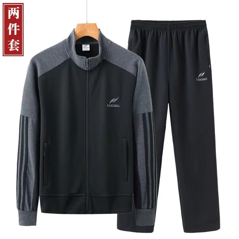 Men's Sports Suit Spring/Autumn Casual Two-Piece Set, Middle-Aged and Elderly Father's Outdoor Running Wear