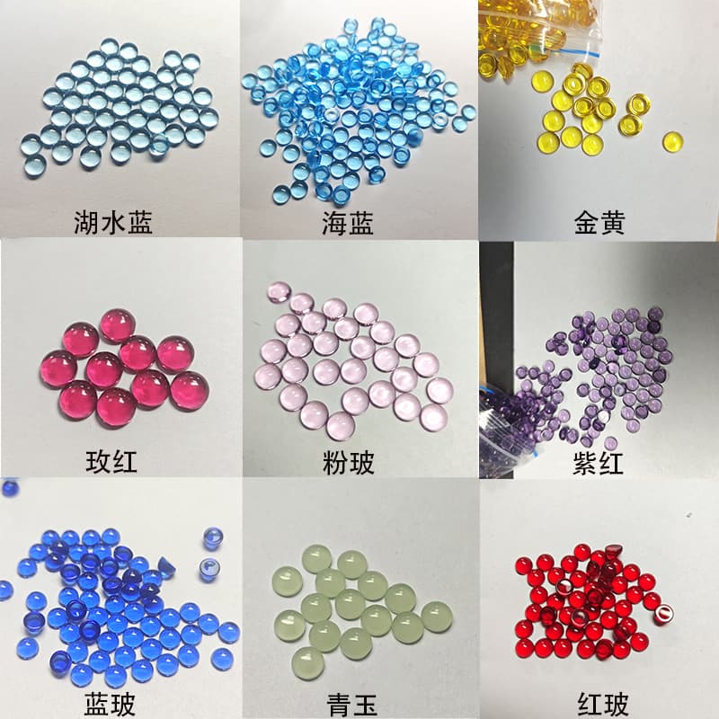 3-12mm round flat bottom plain glass stone semi-circular plain red glass blue glass powder glass bare stone wholesale spot
