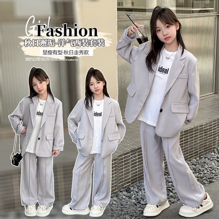 Girls' Casual Style Two-Piece Suit Spring Collection Loose Fit Jacket And Pants Ensemble New 2025 Children's Wear from China