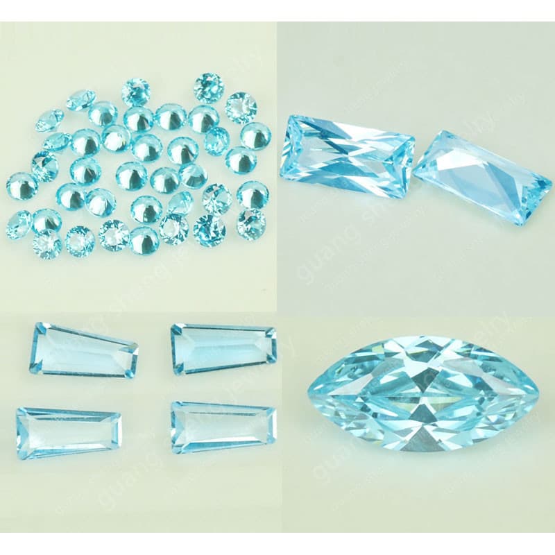 37 Wax-Set Light Pastel Blue Synthetic Cubic Zirconia Fancy Cut Stone Imitation Sky Blue Sapphire