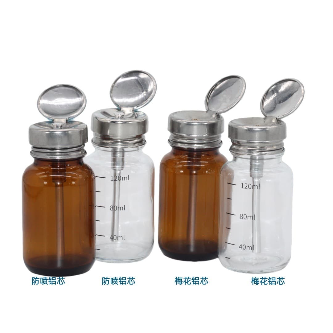 Thickened aluminum core transparent industrial antistatic glass alcohol bottle for nail salons - wholesale