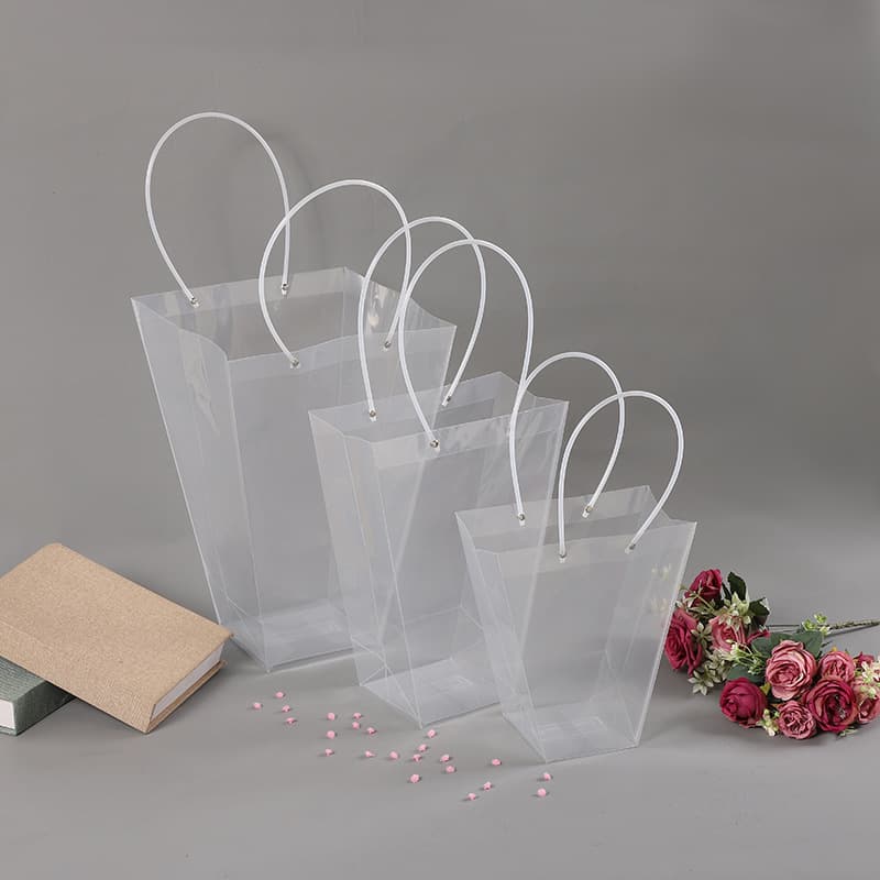 Transparent Trapezoidal Plant Handbag Waterproof Pp Gift Bag Suitable For Bonsai Flowers
