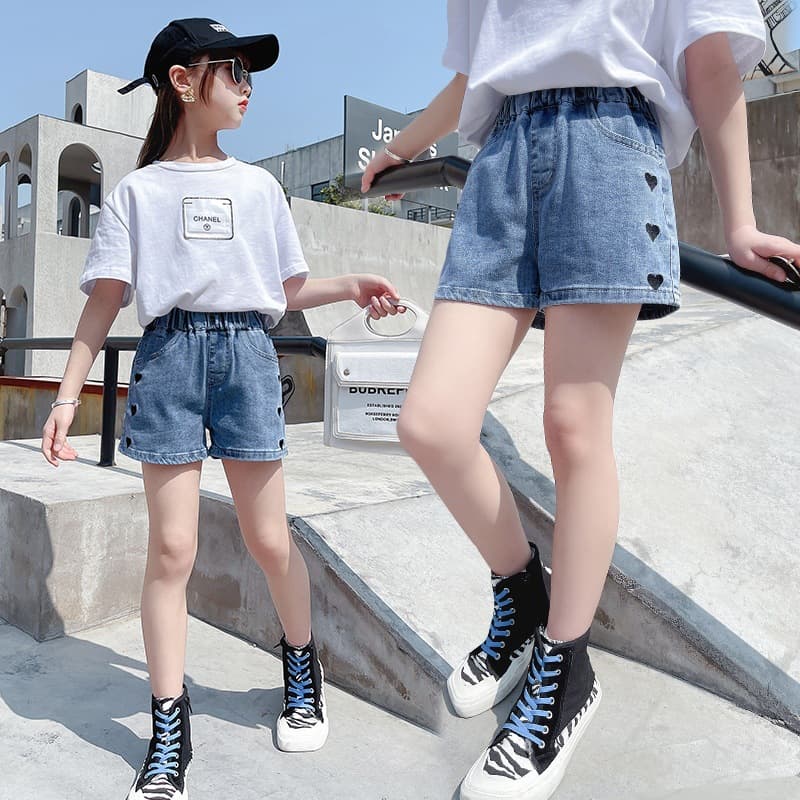 Girls' Denim Shorts Wholesale Factory New Summer Style Fashionable Outerwear for Girls Elementary School Children's Jeans