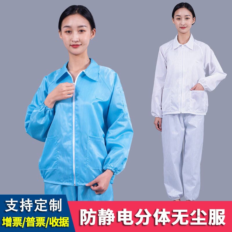Anti-static two-piece suit pants and tops for electronics cleanrooms, industrial labor protection static-proof dust-free clothing manufacturer