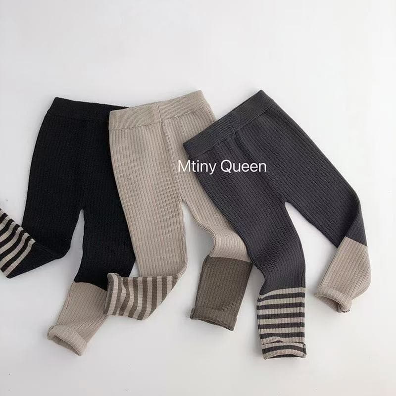 Korean Style Girls 2024 Spring Autumn Ribbed Cotton Leggings High Stretch Boys and Girls Knitted Fashionable Outdoor Wear Forest Style