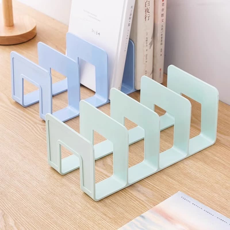 Book Stand Desktop Book Storage Organizer Divider Shelf Transparent Acrylic Bookend Book Clip