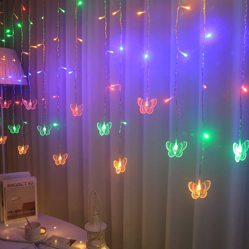 LED Butterfly Ice Light Curtain Light Living Room Atmosphere Flash Light Low Voltage Colorful String Light Snowflake String Light for Bouquet