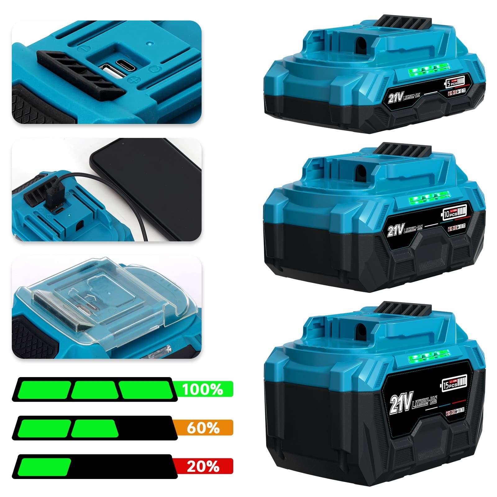 Makita Style Pin Lithium Battery Universal for Power Tools Rechargeable Charge and Discharge Integrated Large Capacity High Quality Export Selection