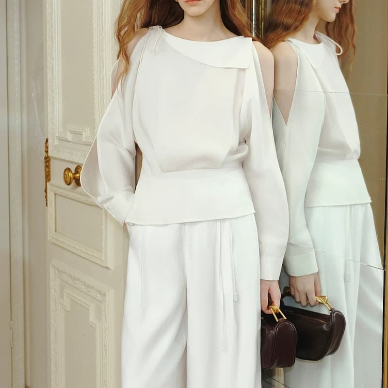 White Moonlight Blouse - Off-Shoulder Design Blouse for Women 2026 Spring New Modal Shirt