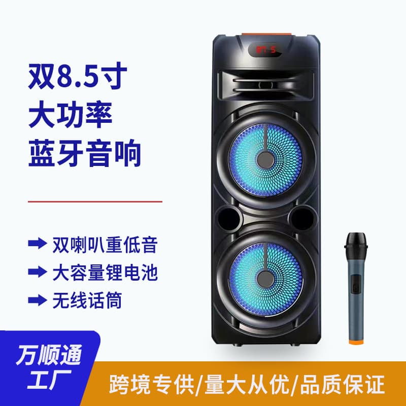 Cross-border dual 8-inch Bluetooth speaker wireless microphone flashing square dance loudspeaker ZQS8220 manufacturer ready supply