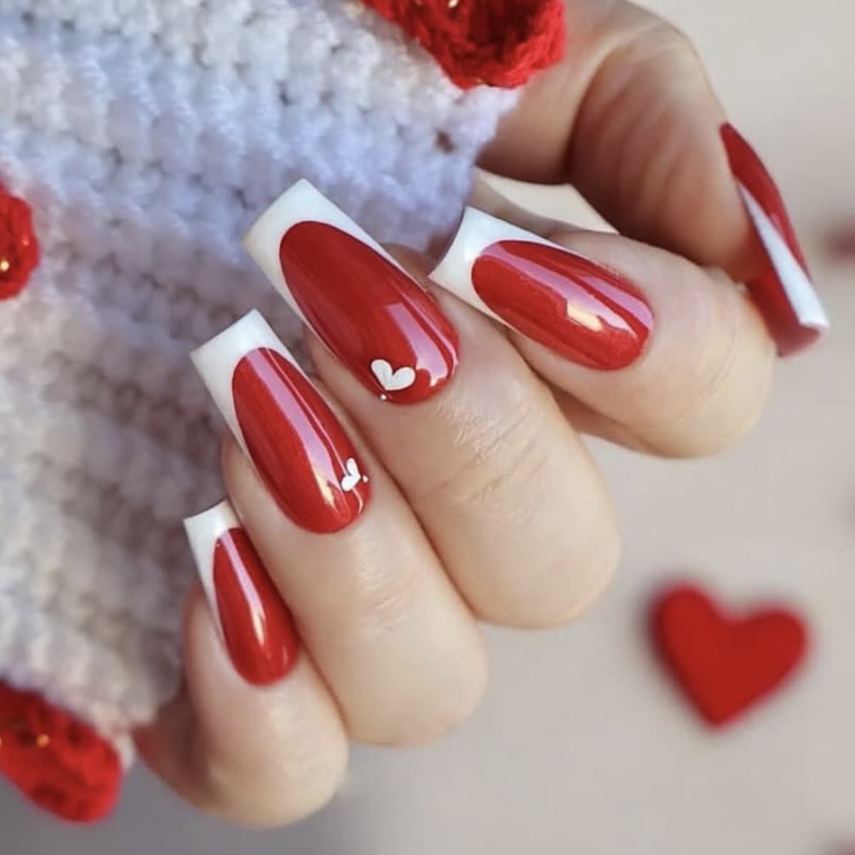Glossy Valentine's Day Press-On Nails Cross-Border Hot Selling Solid Fake Nails Removable New Nail Tips
