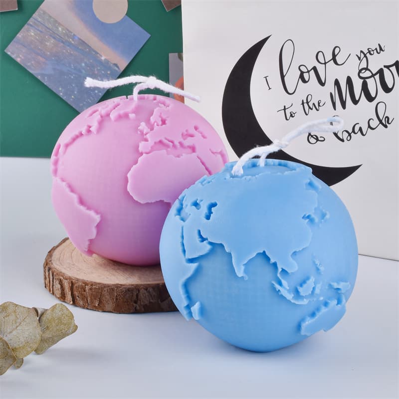 Handmade soy wax geometric three-dimensional earth moon smokeless aromatherapy candle creative space home bedroom decoration