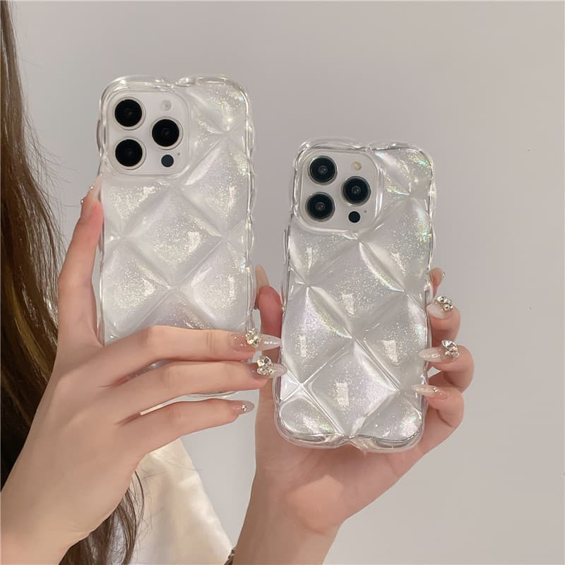 3D Glitter Diamond Pattern iPhone 14/13 Compatible 12/11 Apple 17 Air/16/15 PRO MAX Phone Case