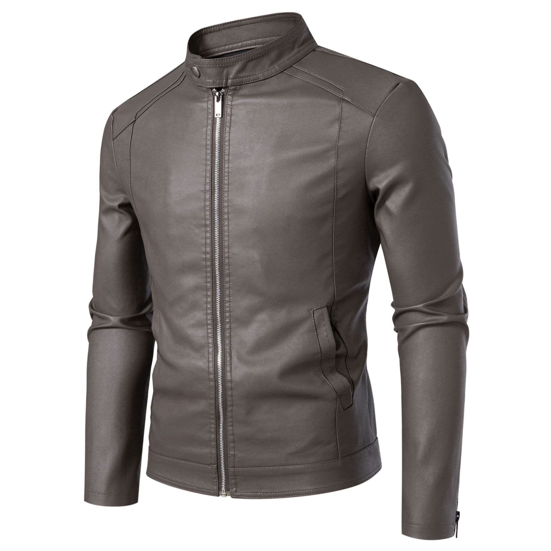Cross-border Amazon AliExpress Leather Jacket for Men, Korean Style Slim Fit Casual Men's Leather Coat Motorcycle Jacket