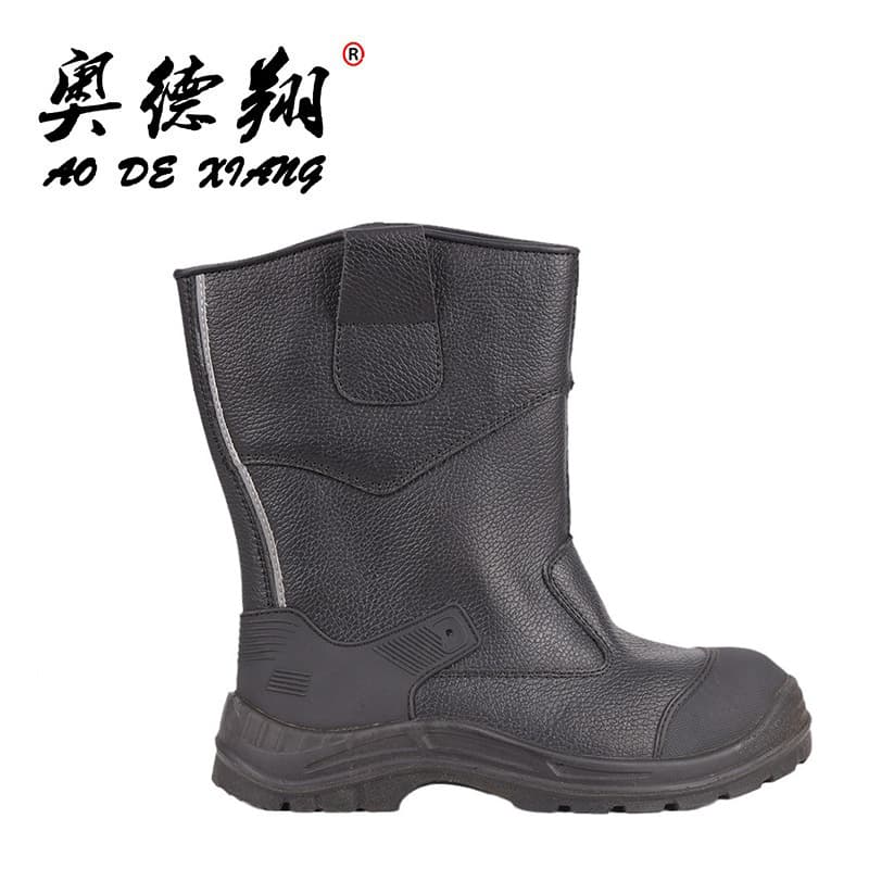 Construction Site Steel Toe Long-Tube Safety Shoes, Two-Layer Leather Protective Shoes, Manufacturer Wholesale, Aodexiang Safety Shoes, Special Anti-Slip