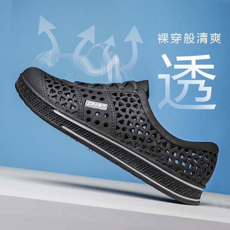 New Summer Perforated Shoes Men Anti-Slip Market Wholesale Thick Sole Outdoor Trendy Breathable Closed-Toe Hot-Selling Men's Sandals