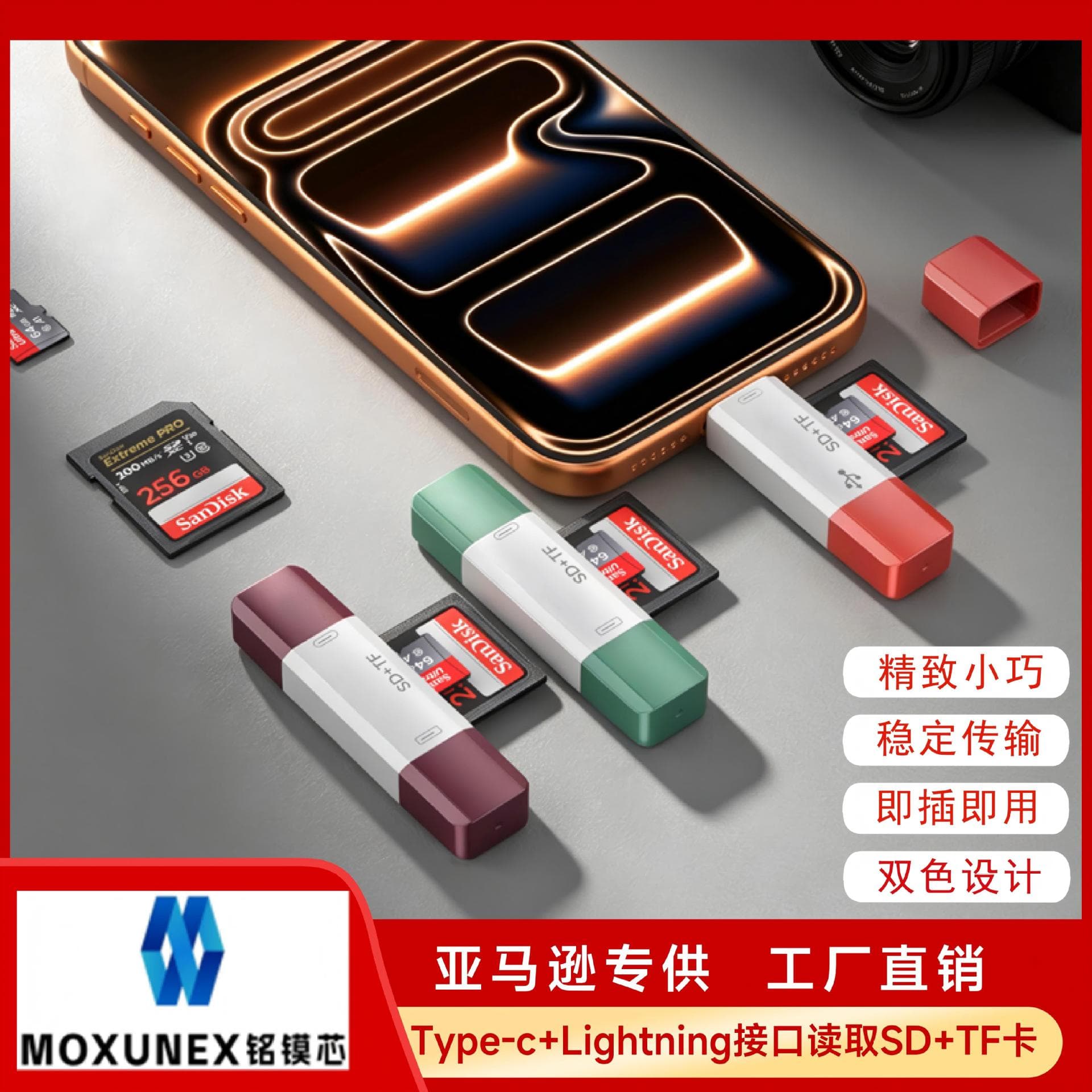 4-in-1 Multi-Function Card Reader SD/TF High-Speed Reading, Universal for Phones, Computers, Cameras, and Drones