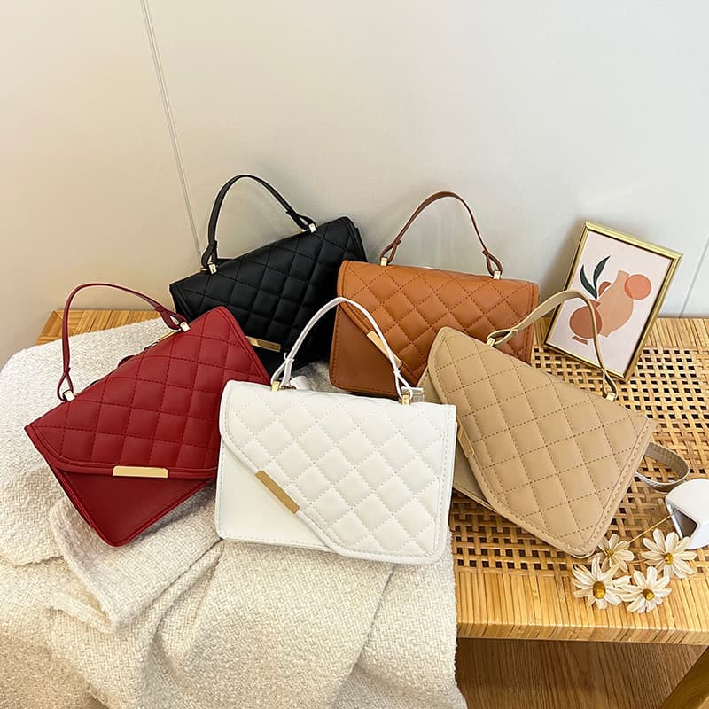 Foreign trade wholesale small bags women's bags embroidered rhombus small square bag 2024 new style women's niche single shoulder crossbody bag