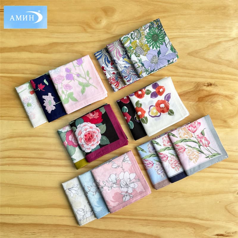 45cm Cotton Printed Lady Handkerchief Square Scarf High-Quality Pure Cotton Japanese-Style Handkerchief Accessory Wedding Gift Customizable