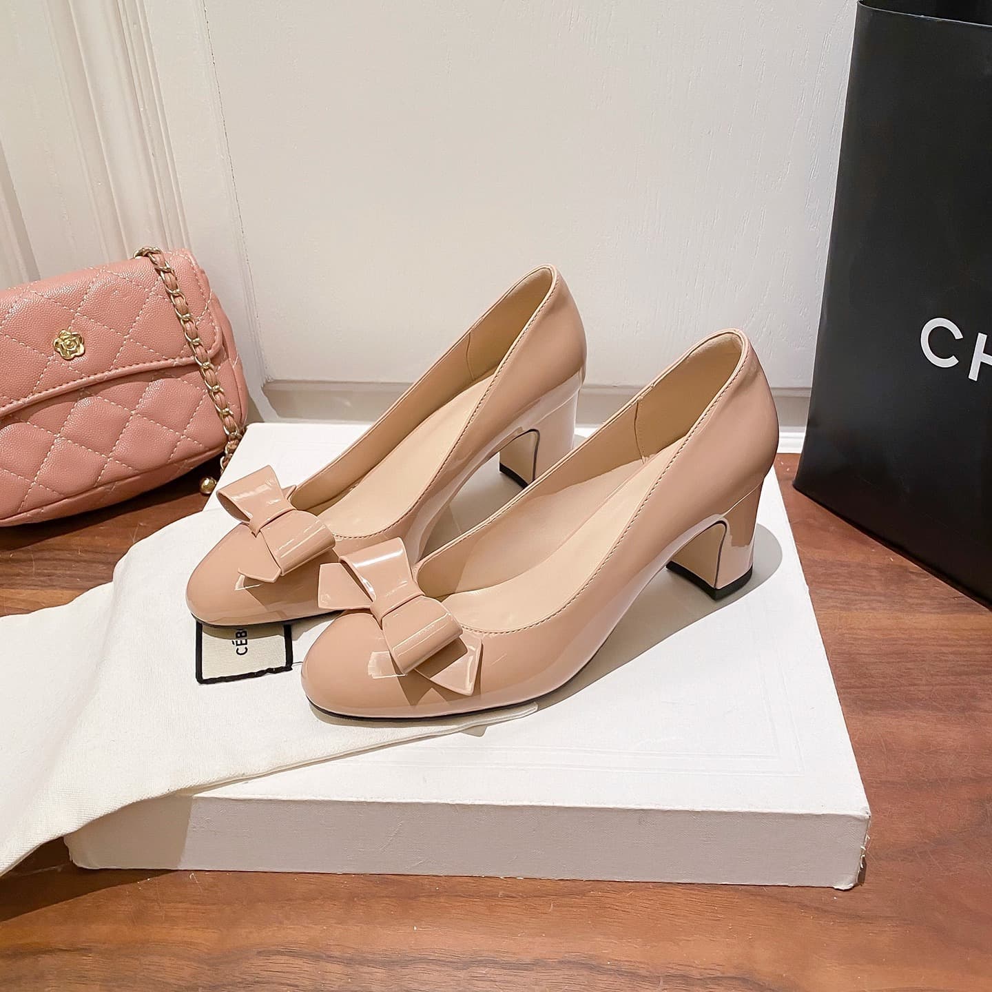 High Heels Chunky Heel 2025 New Style Plus Size Women's Shoes Commuter Low-Cut Mid-Heel Round-Toe Flats Wide Width High Heels
