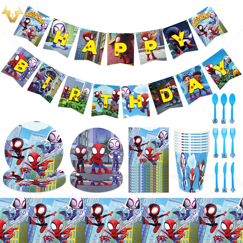 Superhero Spider-Man and His Amazing Friends Birthday Party Tableware Paper Plate Decoration Set Supplies