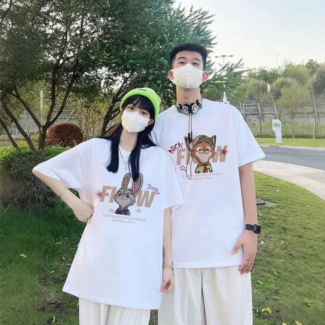 Summer Pure Cotton Short Sleeve T-Shirt Couple's Lazy Style Loose Unique Design Men's Women's Top Student Streetwear Class Uniform