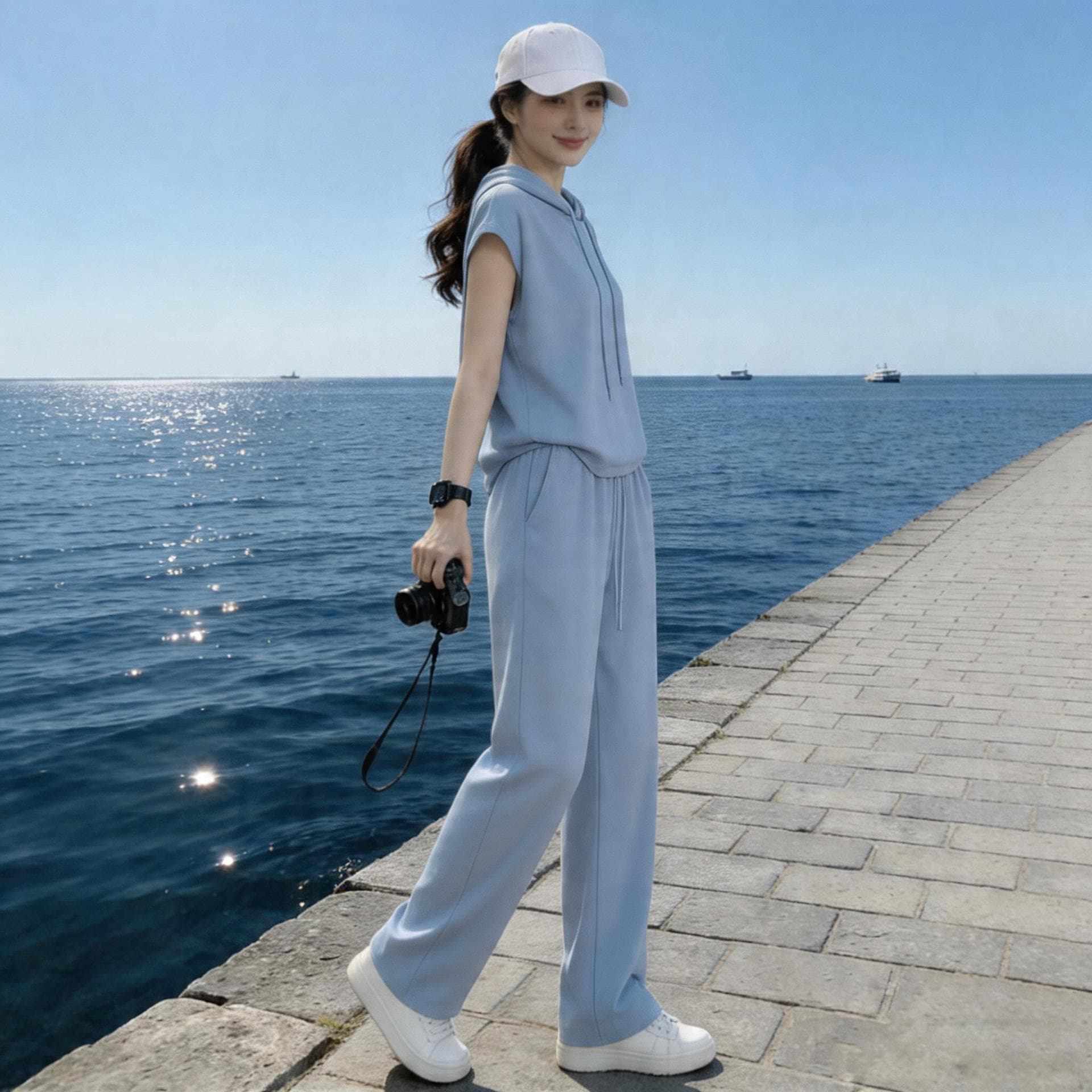 2026 Trendy Loose Fitting Slimming Shorts Two-Piece Set Fashion Sportswear for Women New Summer 3551