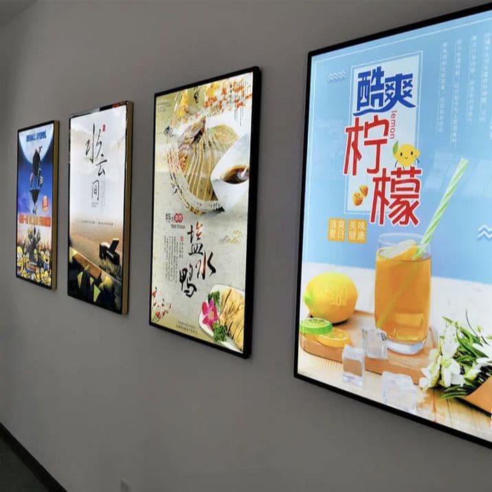 Ultra-Thin Light Box LED Display Wall-Mounted Magnetic Rounded Corner Milk Tea Shop Menu Price List Design