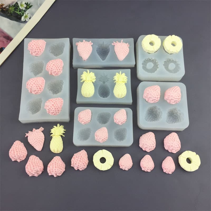 Simulated food toy pineapple slices strawberry pineapple diy silicone mold fondant cake chocolate drip decoration mold