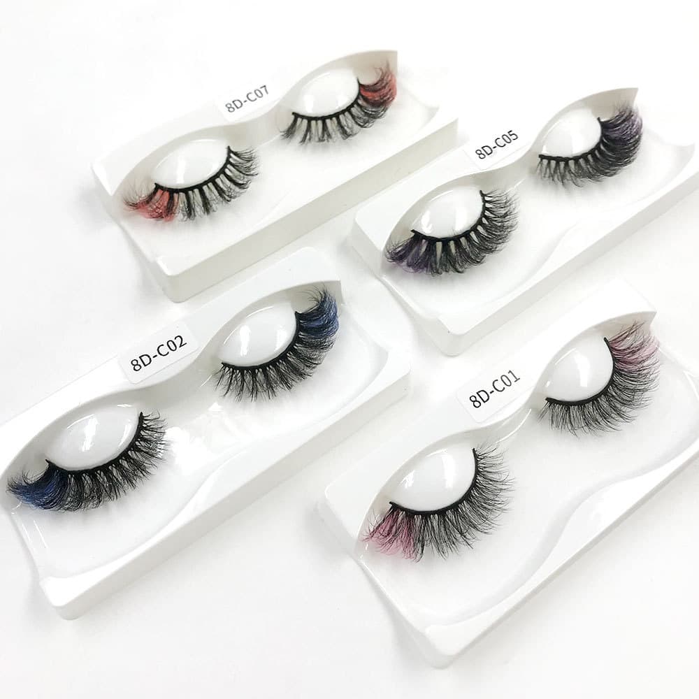 Colored imitation mink false eyelashes 18mm fried hair false eyelashes European and American exaggerated thick eyelashes wholesale multi-layer eyelashes