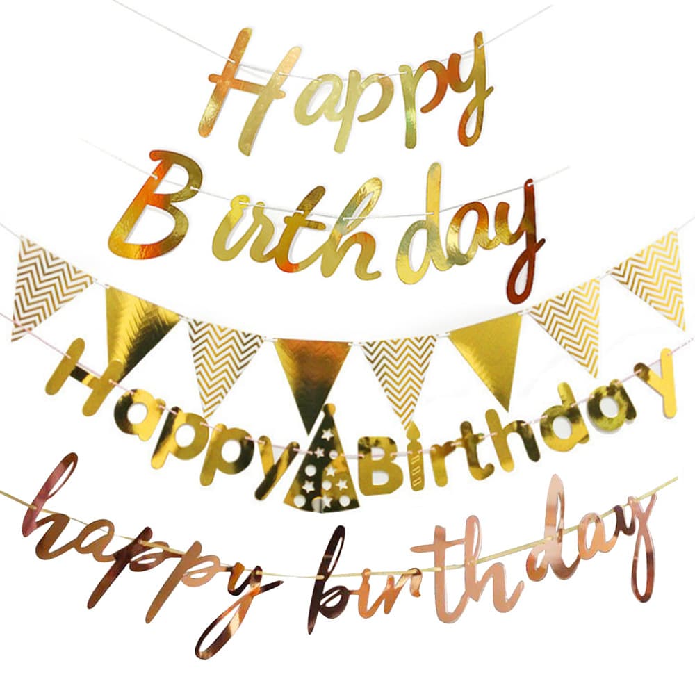 Happy first birthday to my baby! Banner with gold foil embroidered letters.