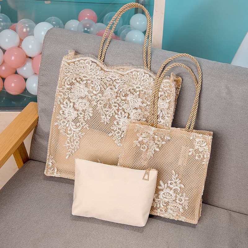 Lace Bag 2023 New Women's Handbag Shopping Bag Hollow Beach Bag Retro Embroidered Shoulder Bag Tote Bag